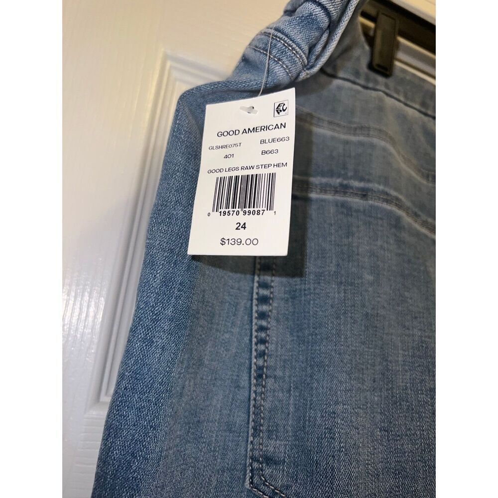 Good American Good Legs Raw Step Hem Skinny Jeans Size 24 - Picture 8 of 9